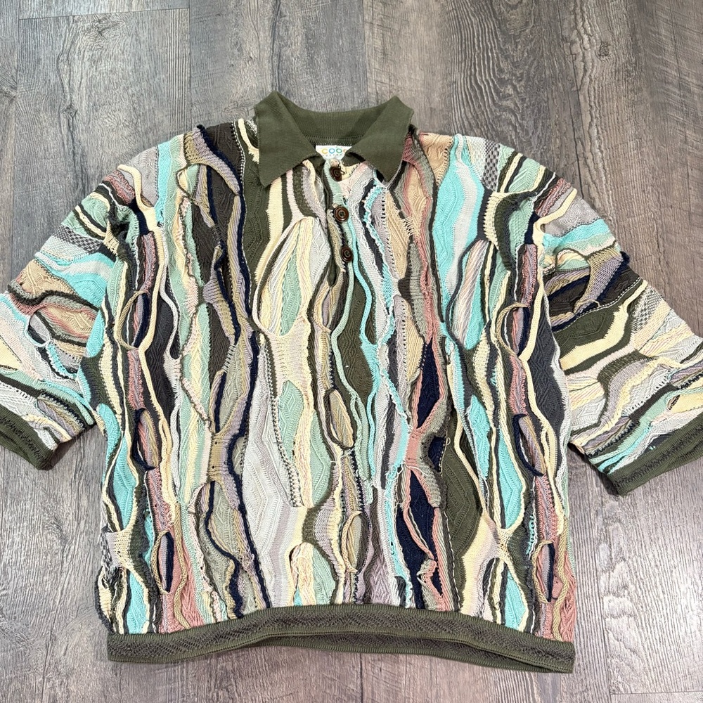 COOGI 3D Knit Abstract Weave Vintage Mens Sweater Biggie 90s Y2K